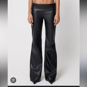 Low rise flare leather leggings